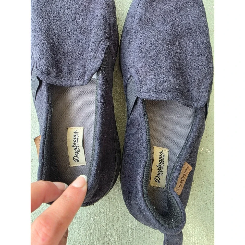Dearfoams‎ Cozy Comfort Mens Slippers Navy Blue Microsuede Loafers Size L 11-12